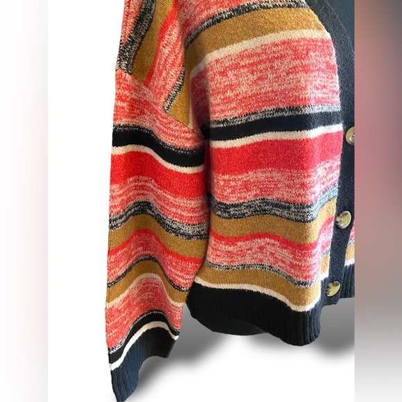 BP Black Marl Stripe Slouched Cropped Front Button Cardigan Size 1X NWT - Picture 7 of 11